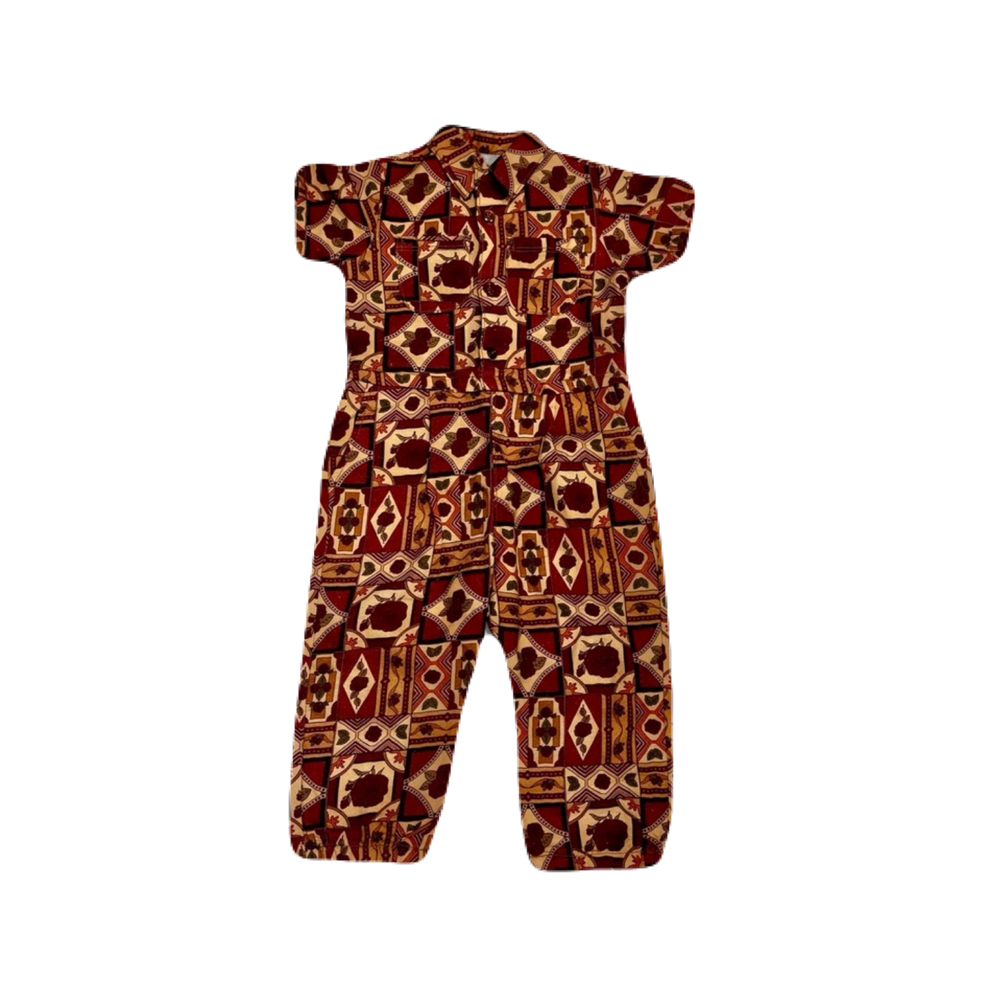 [&pal] tile pattern jumpsuit (red)