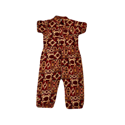 [&pal] tile pattern jumpsuit (red)