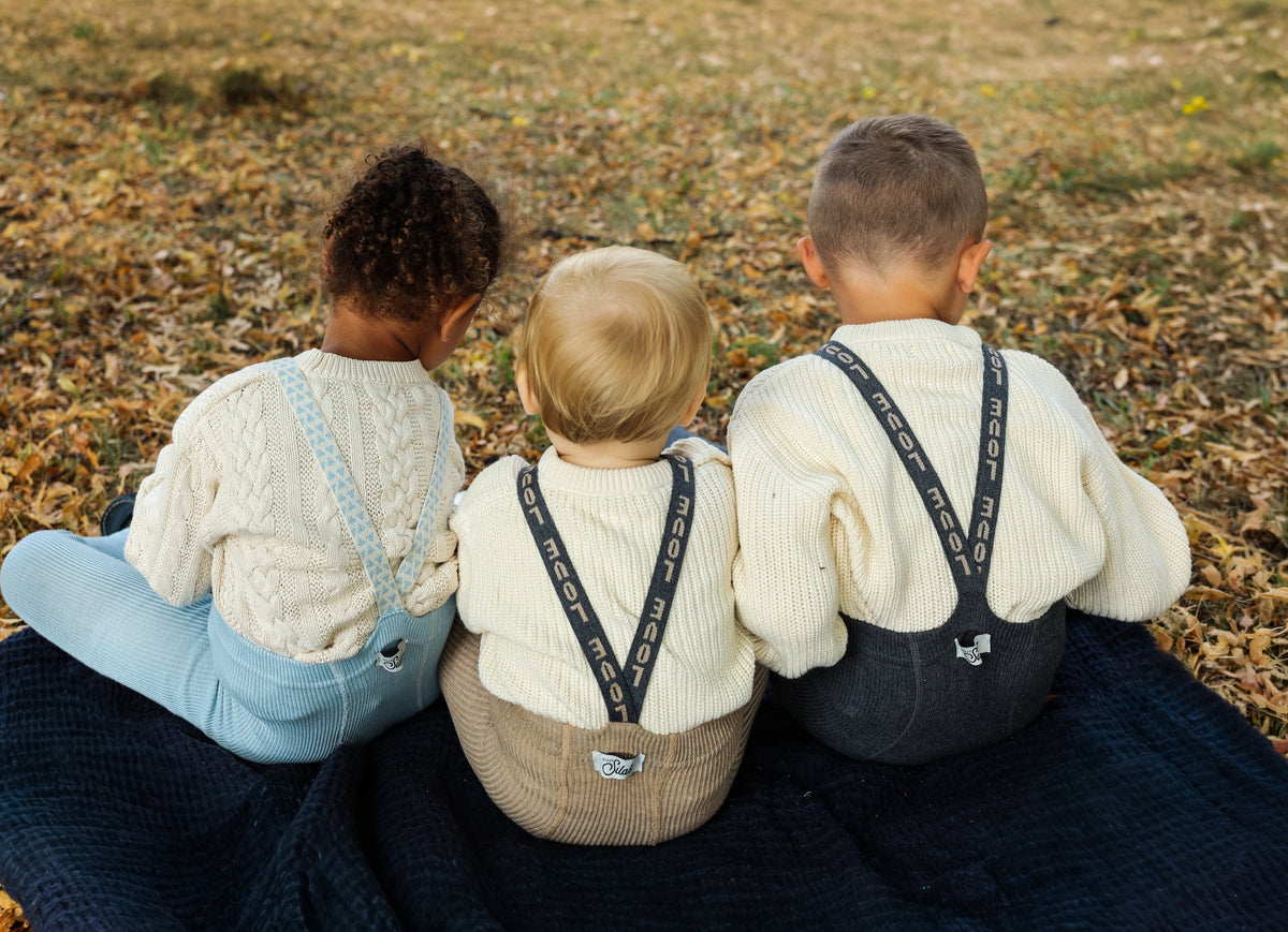 Retro Ribbed Footed Tights With Braces - Peanut Blend Patterned [SILLY Silas](The Stories We Knit Collection)