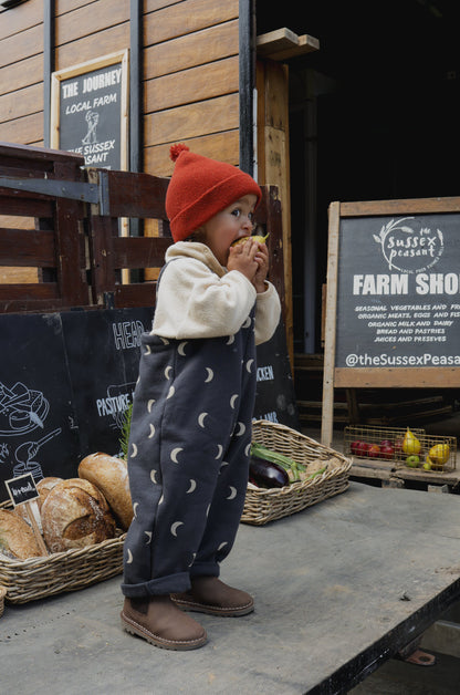 CHARCOAL MIDNIGHT OVERSIZED DUNGAREES [organic zoo]