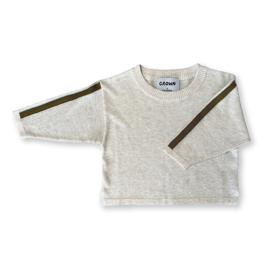 LONG SLEEVE STRIPE TEE - COCONUT