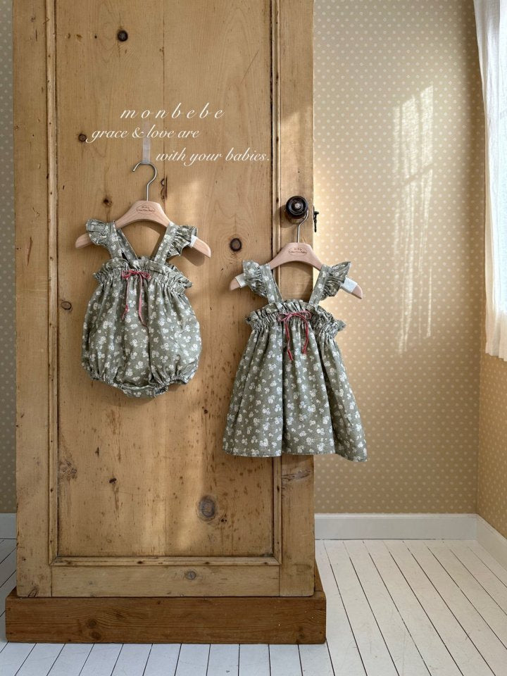 【予約商品】Flower frill one-piece [monbebe] (26SS)【2026年3月中旬以降順次発送】