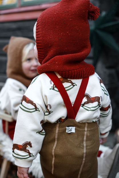 Retro Ribbed Footed Tights - Acorn Brown×Maple Leaf [SILLY Silas × organic zoo]