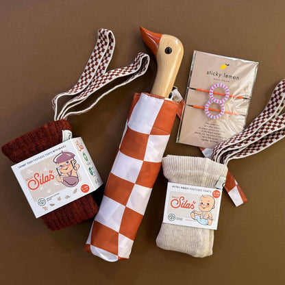 Granny Teddy Footless Tights With Braces - Cinnamon Checked [SILLY Silas]
