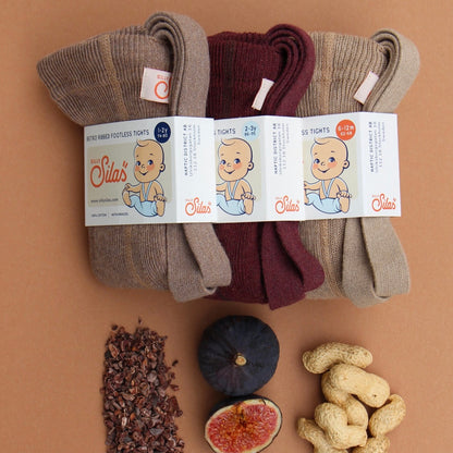 Retro Ribbed Footless Tights  - Peanut Blend