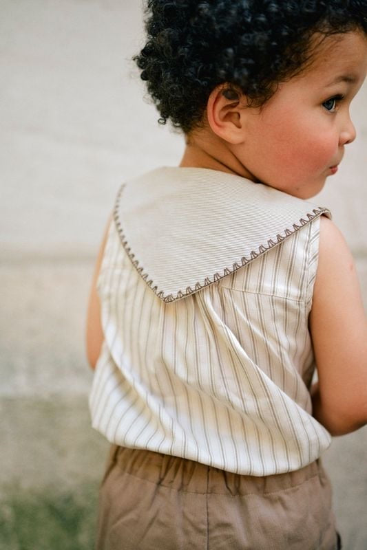 Blouse TRUDAINE - Beige large stripes [Maison Marelle](25SS DROP2)