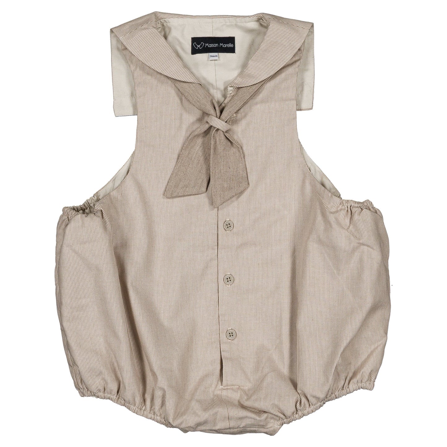 Romper VIGNY - beige fine stripes [Maison Marelle](25SS DROP2)