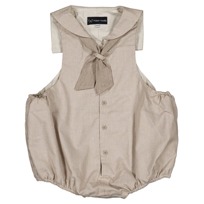 Romper VIGNY - beige fine stripes [Maison Marelle](25SS DROP2)