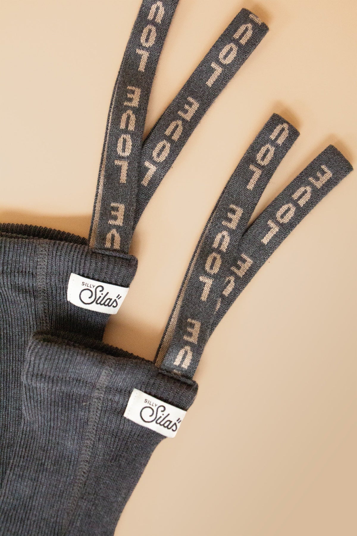 Retro Ribbed Footless Tights With Braces - Dark Grey Patterned [SILLY Silas](The Stories We Knit Collection)