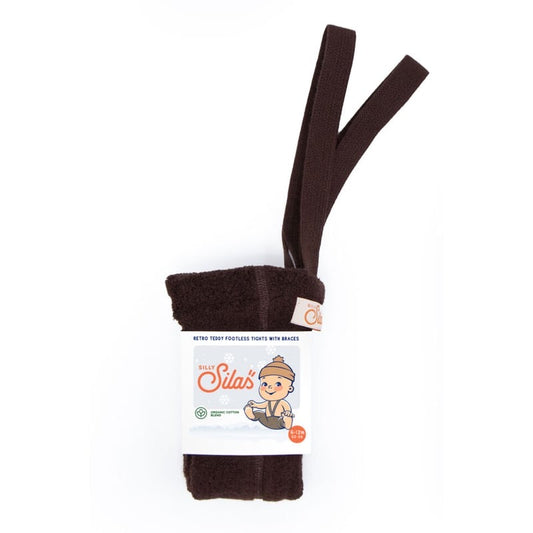 Retro Teddy Footless Tights With Braces - Chocolate Brown [SILLY Silas]