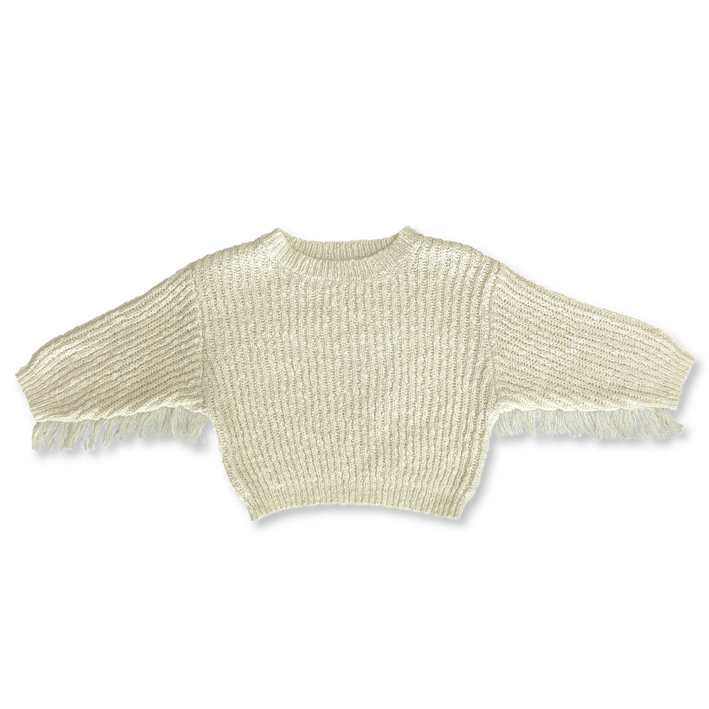 [GROWN] Slub Yarn Fringe Pull Over (Milk) - AW24