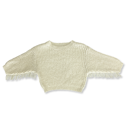 [GROWN] Slub Yarn Fringe Pull Over (Milk) - AW24