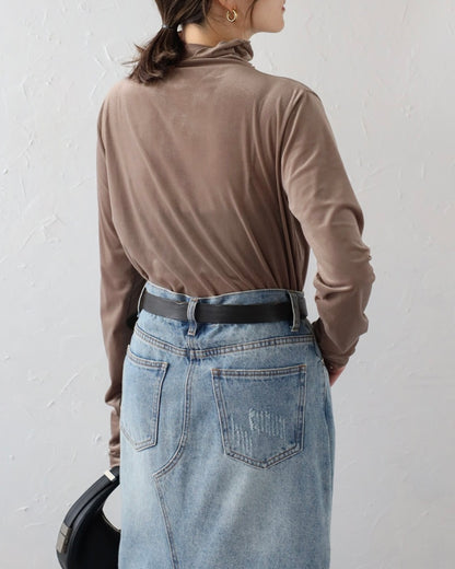 Velour Mellow Turtle Pullover - Mocha