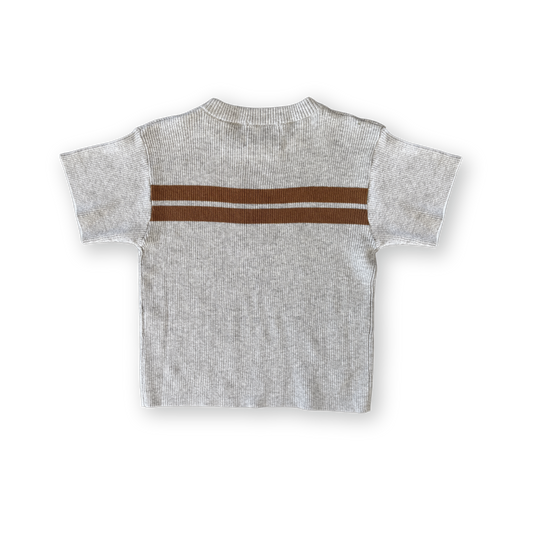 Twin Striped Ribbed Tee - Grey Marle [GROWN] (25SS)