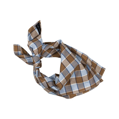 scarf VENDOME - large checks blue &brown [Maison Marelle](25SS DROP2)