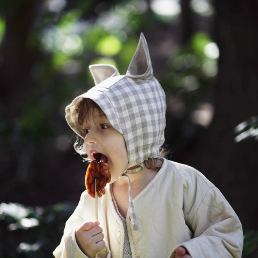 [ASH generation] squirrel bonnet (straight) / white gingham
