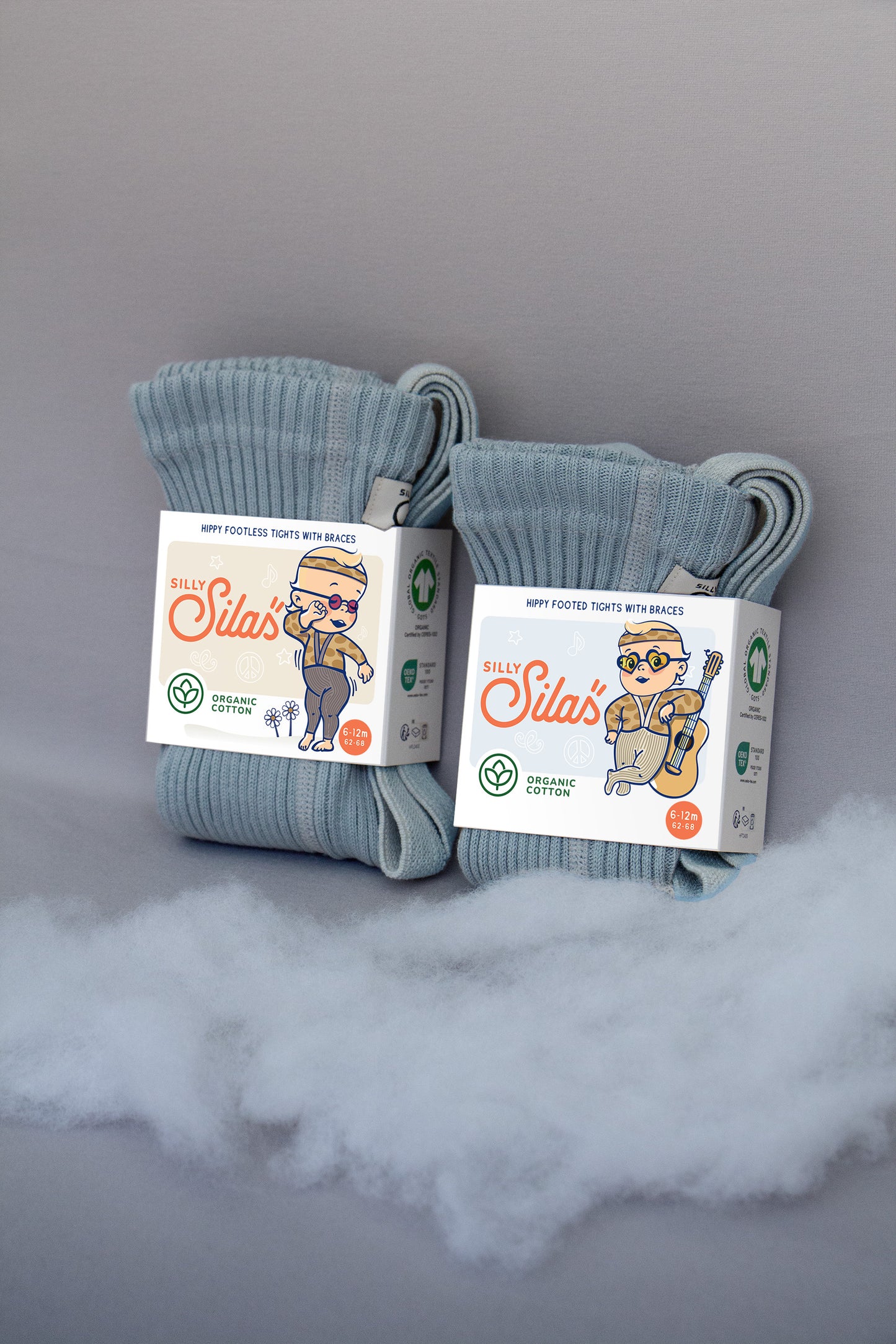 Hippy Footed Tights With Braces - Misty Blue [SILLY Silas (Heavenly Collection)]