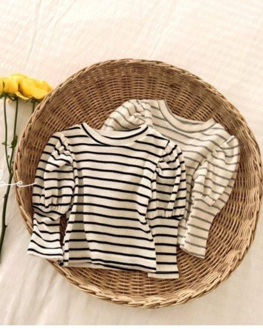 【予約商品】 Ella stripe puff tops [Valubebe] (26SS) 【2026年3月中旬以降順次発送】
