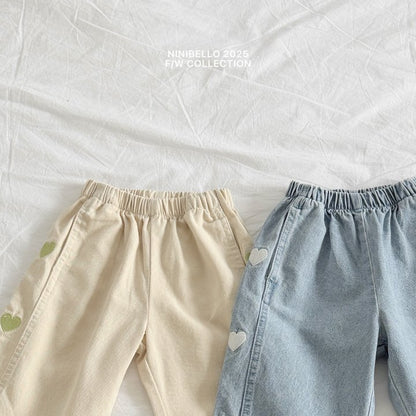 【予約販売】Heart-embroidered pants [NINIBELLO] (26SS)【2026年2月下旬以降順次発送】