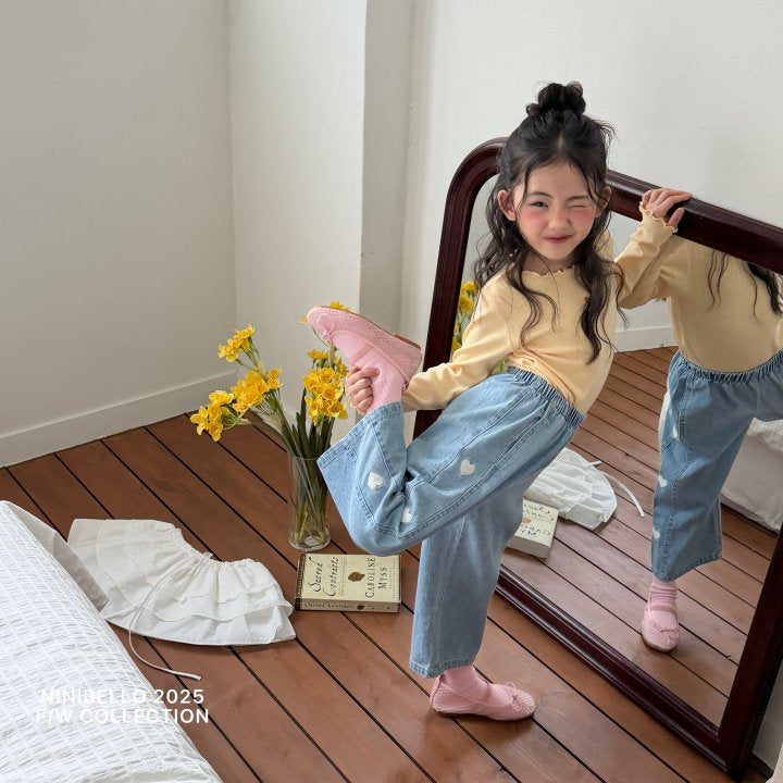 【予約販売】Heart-embroidered pants [NINIBELLO] (26SS)【2026年2月下旬以降順次発送】