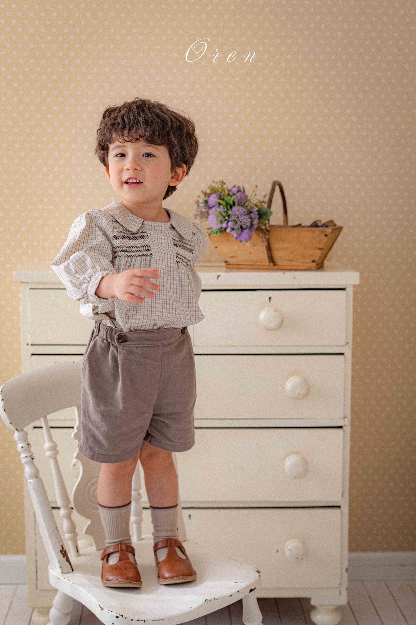 【予約商品】Cherry smoking blouse + pants set [Oren] (26SS)【2026年3月中旬以降順次発送】