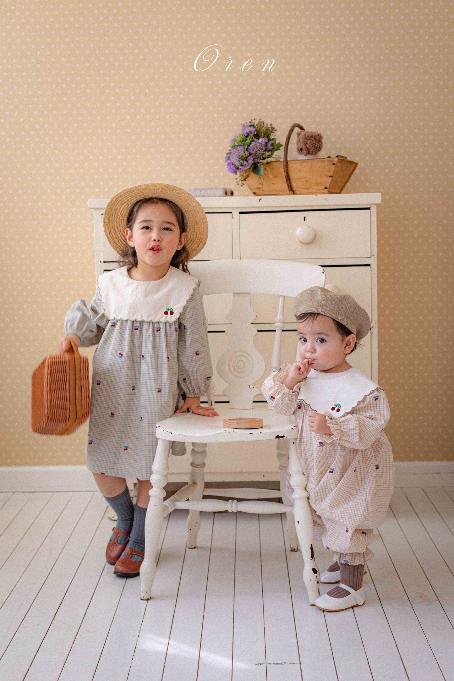 【予約商品】bebe-cherry scallop suit [Oren] (26SS)【2026年3月中旬以降順次発送】