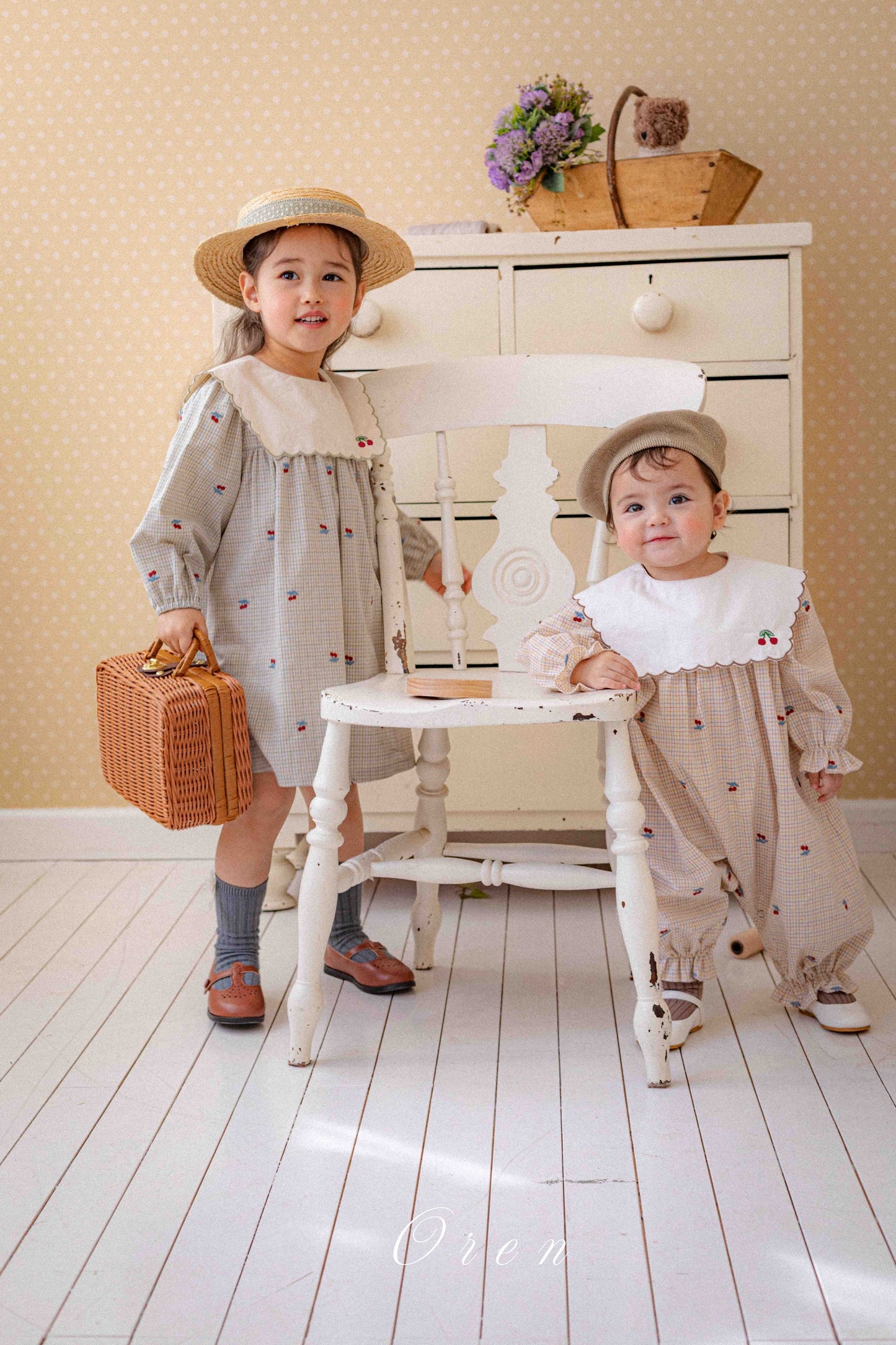 【予約商品】bebe-cherry scallop suit [Oren] (26SS)【2026年3月中旬以降順次発送】
