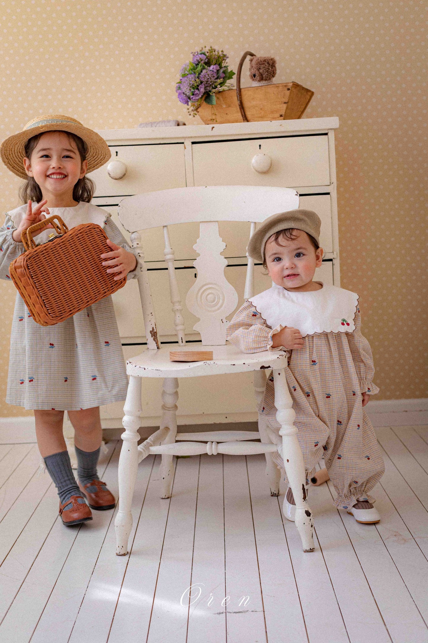 【予約商品】bebe-cherry scallop suit [Oren] (26SS)【2026年3月中旬以降順次発送】