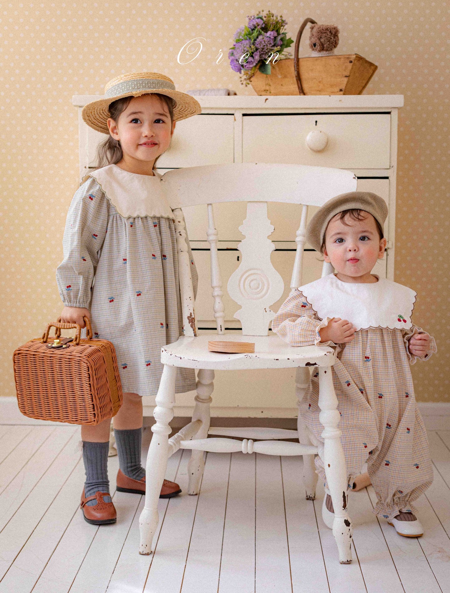 【予約商品】bebe-cherry scallop suit [Oren] (26SS)【2026年3月中旬以降順次発送】