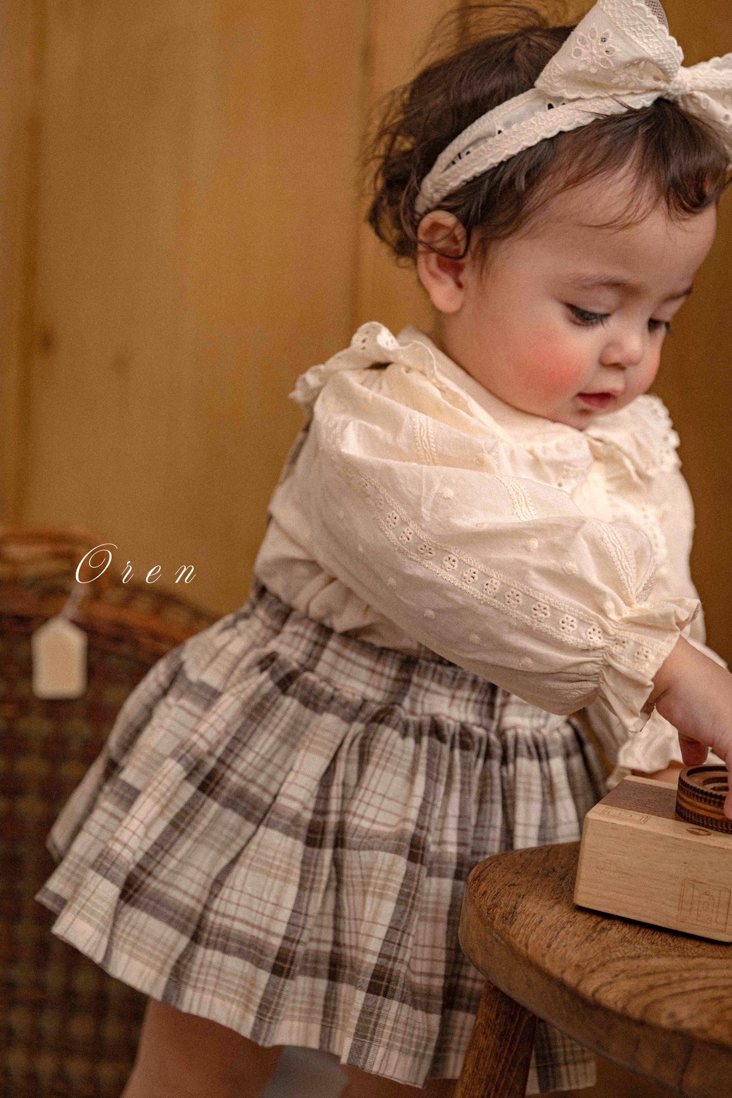 【予約商品】bebe-jerable check bloomers skirt [Oren] (26SS)【2026年3月中旬以降順次発送】
