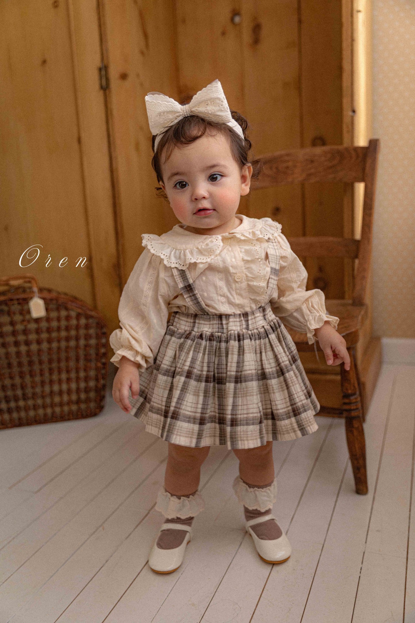 【予約商品】bebe-jerable check bloomers skirt [Oren] (26SS)【2026年3月中旬以降順次発送】