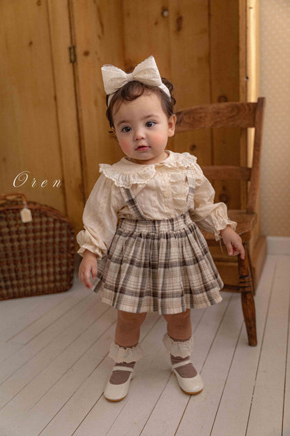 【予約商品】bebe-jerable check bloomers skirt [Oren] (26SS)【2026年3月中旬以降順次発送】