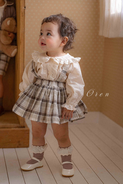 【予約商品】bebe-jerable check bloomers skirt [Oren] (26SS)【2026年3月中旬以降順次発送】