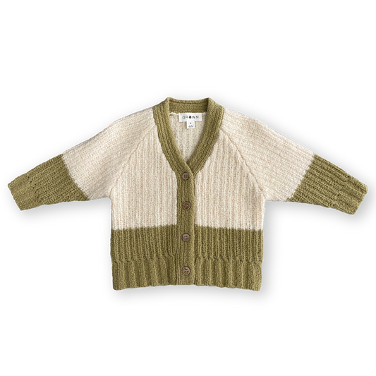 [GROWN] Merino Wool Cardigan (Sage/Milk) - HW24