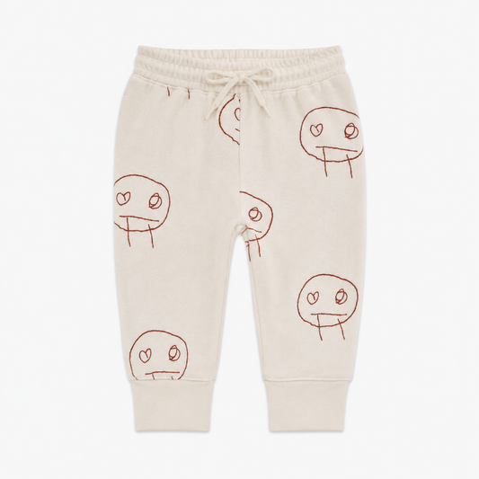 FREDS FACE TERRY TOWEL BABY JOGGERS - CREAM/RED [Another Fox]