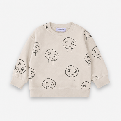 FREDS FACE TERRY TOWEL KIDS SWEATSHIRT - CREAM/BLACK [Another Fox]