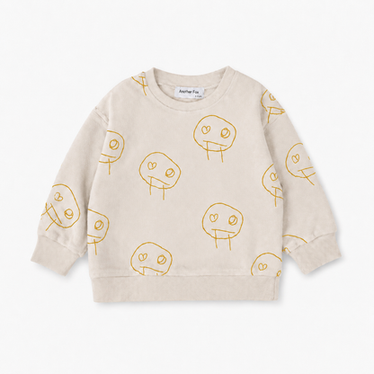 FREDS FACE TERRY TOWEL KIDS SWEATSHIRT - CREAM/YELLOW [Another Fox