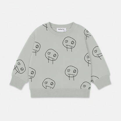 FREDS FACE TERRY TOWEL KIDS SWEATSHIRT - GREEN/BLACK [Another Fox]