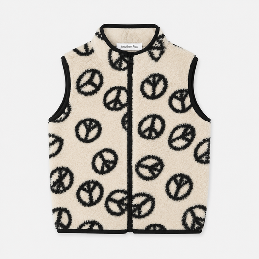 PEACE SIGN FLEECE KIDS GILLET [Another Fox]