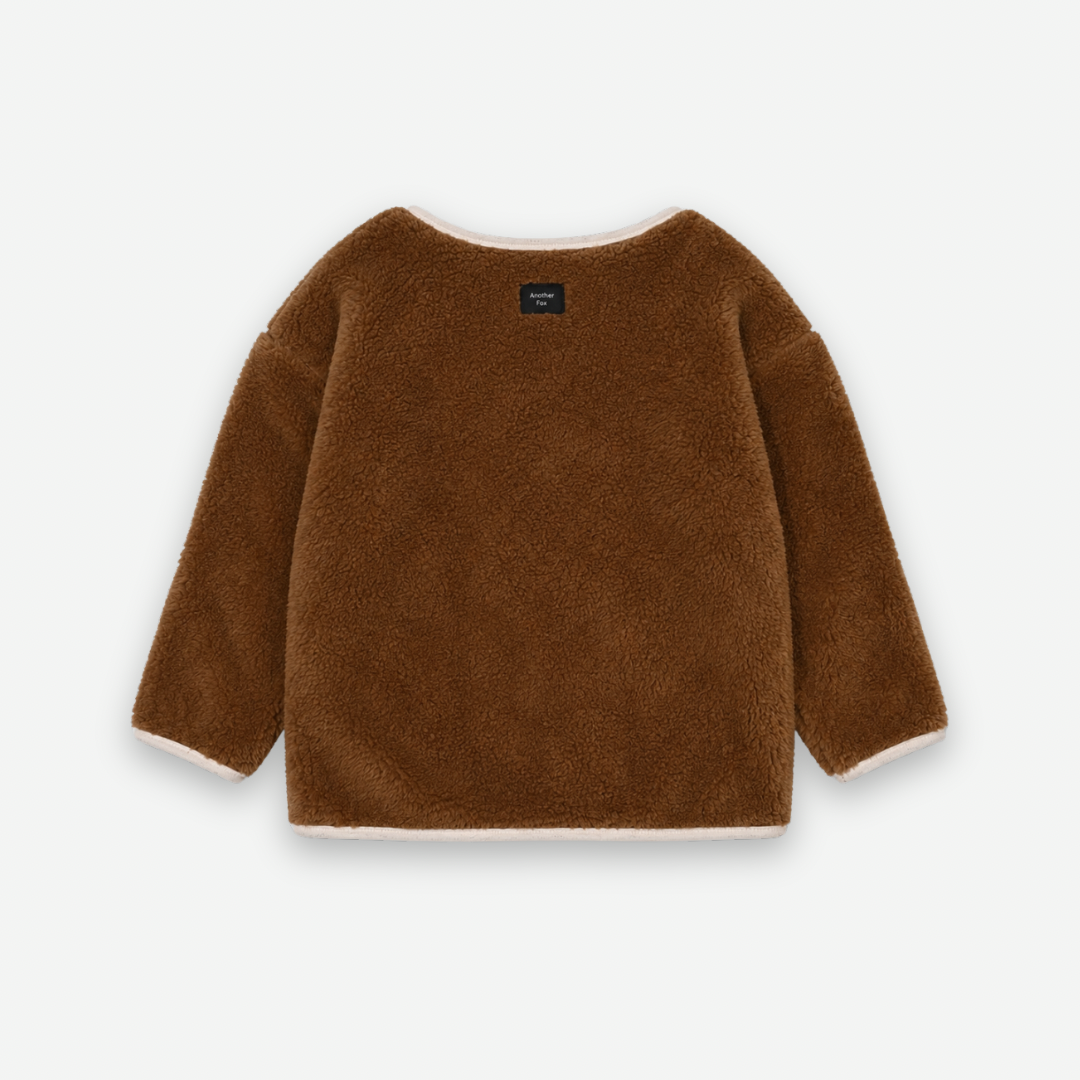 BROWN FLEECE KIDS CARDIGAN [Another Fox]