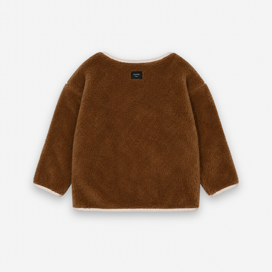BROWN FLEECE KIDS CARDIGAN [Another Fox]