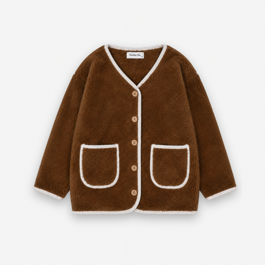 BROWN FLEECE WOMENS CARDIGAN [Another Fox]