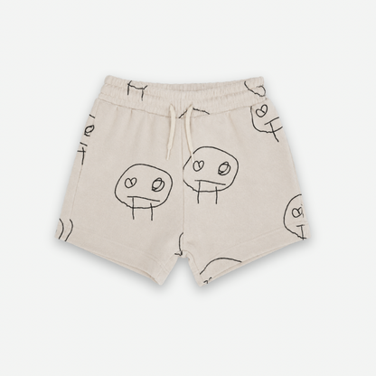 FREDS FACE TERRY TOWEL KIDS SHORTS - CREAM/BLACK [Another Fox]