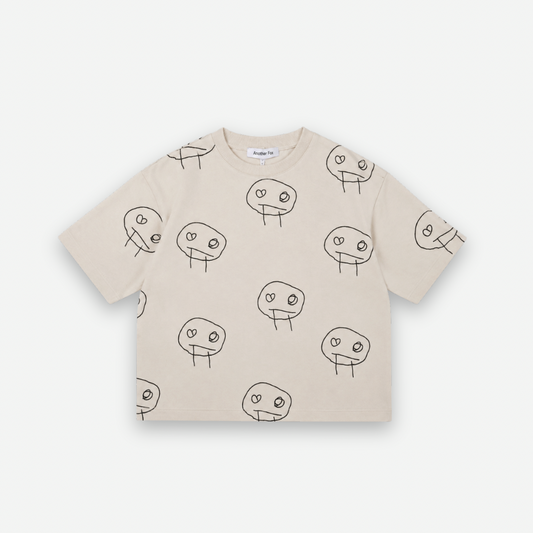FREDS FACE TERRY TOWEL KIDS TSHIRT - CREAM/BLACK [Another Fox]