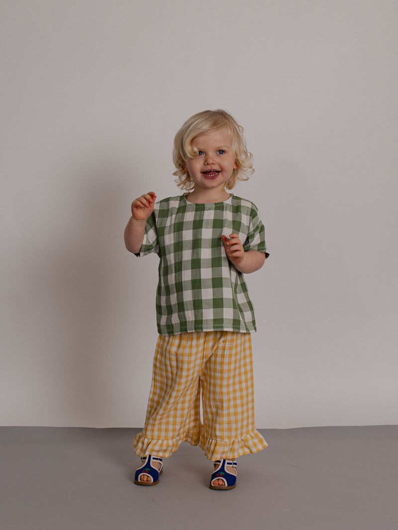 Dill Gingham Boxy T-Shirt [organic zoo] (26SS)
