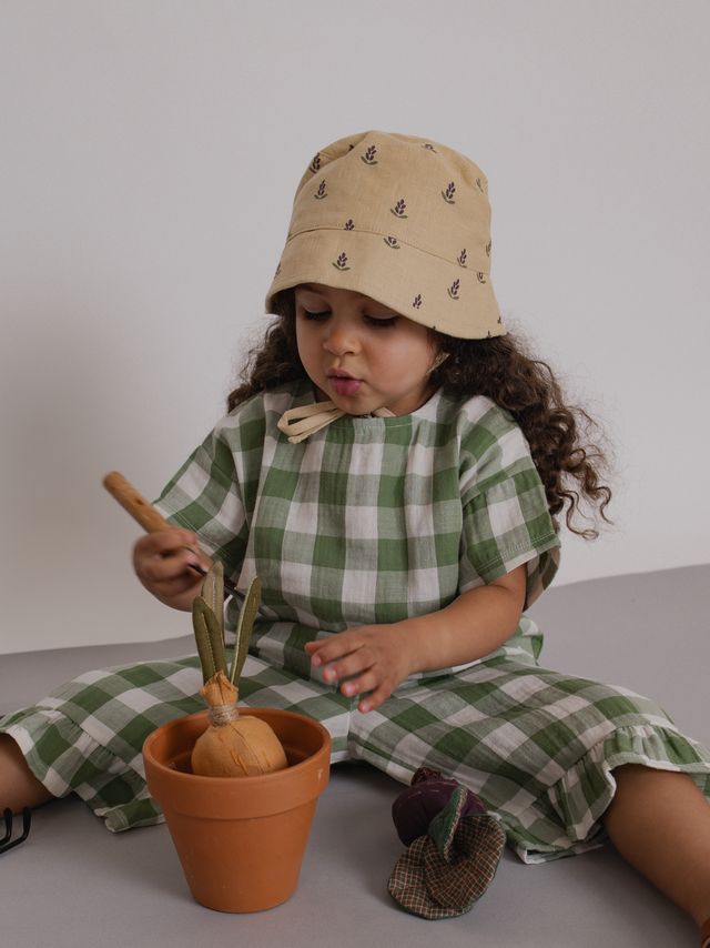 Dill Gingham Boxy T-Shirt [organic zoo] (26SS)