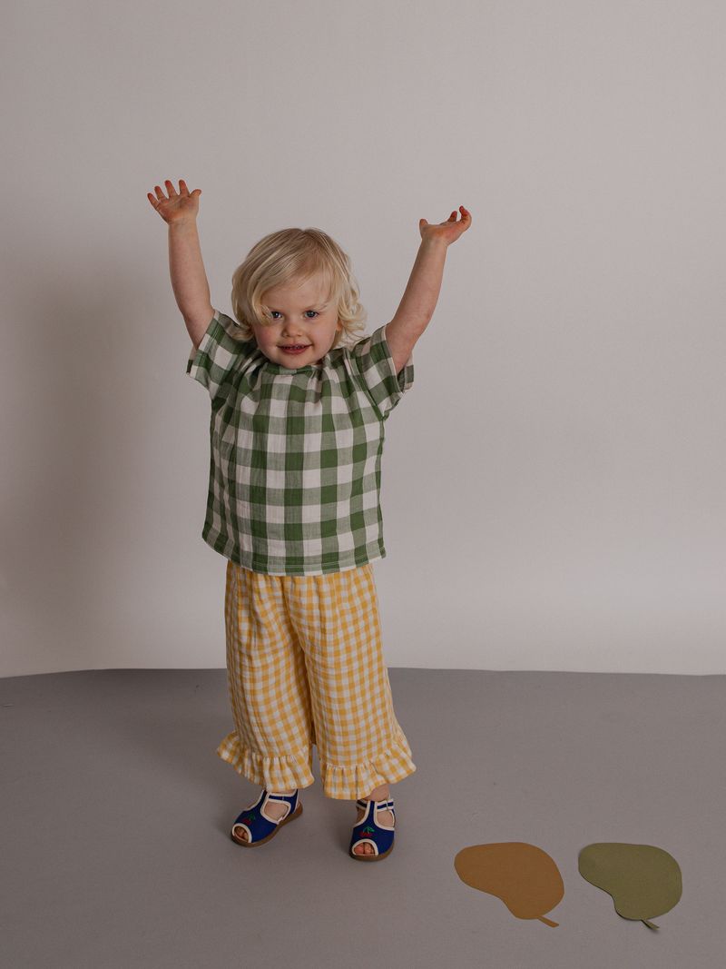 Dill Gingham Boxy T-Shirt [organic zoo] (26SS)