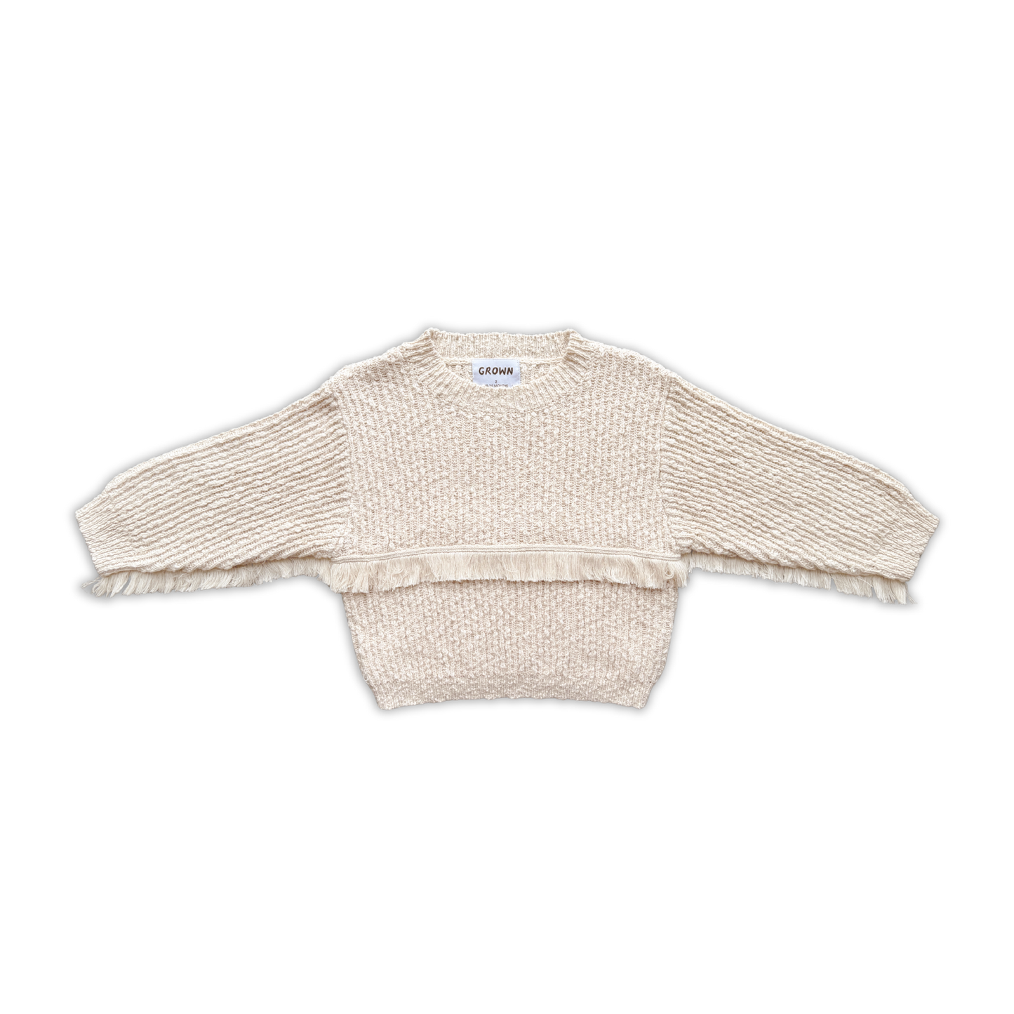 Organic Fringe Rib Knit Pull Over - Natural [GROWN] (26AW)drop3
