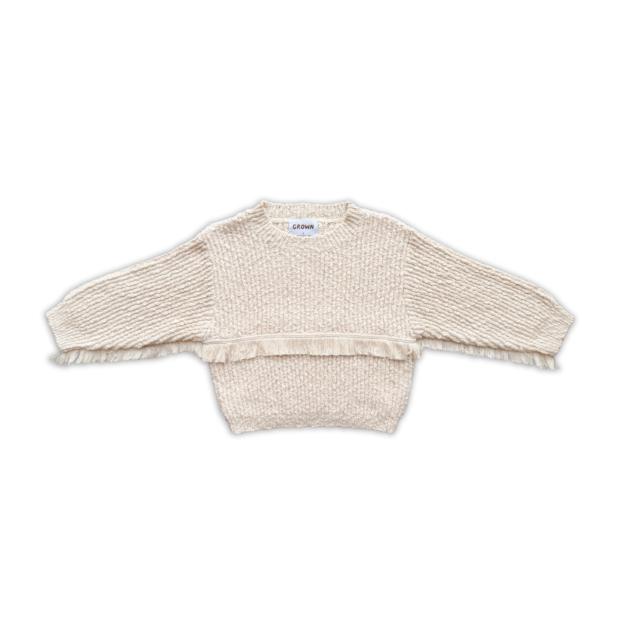Organic Fringe Rib Knit Pull Over - Natural [GROWN] (26AW)drop3