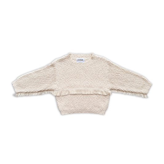 Organic Fringe Rib Knit Pull Over - Natural [GROWN] (26AW)drop3